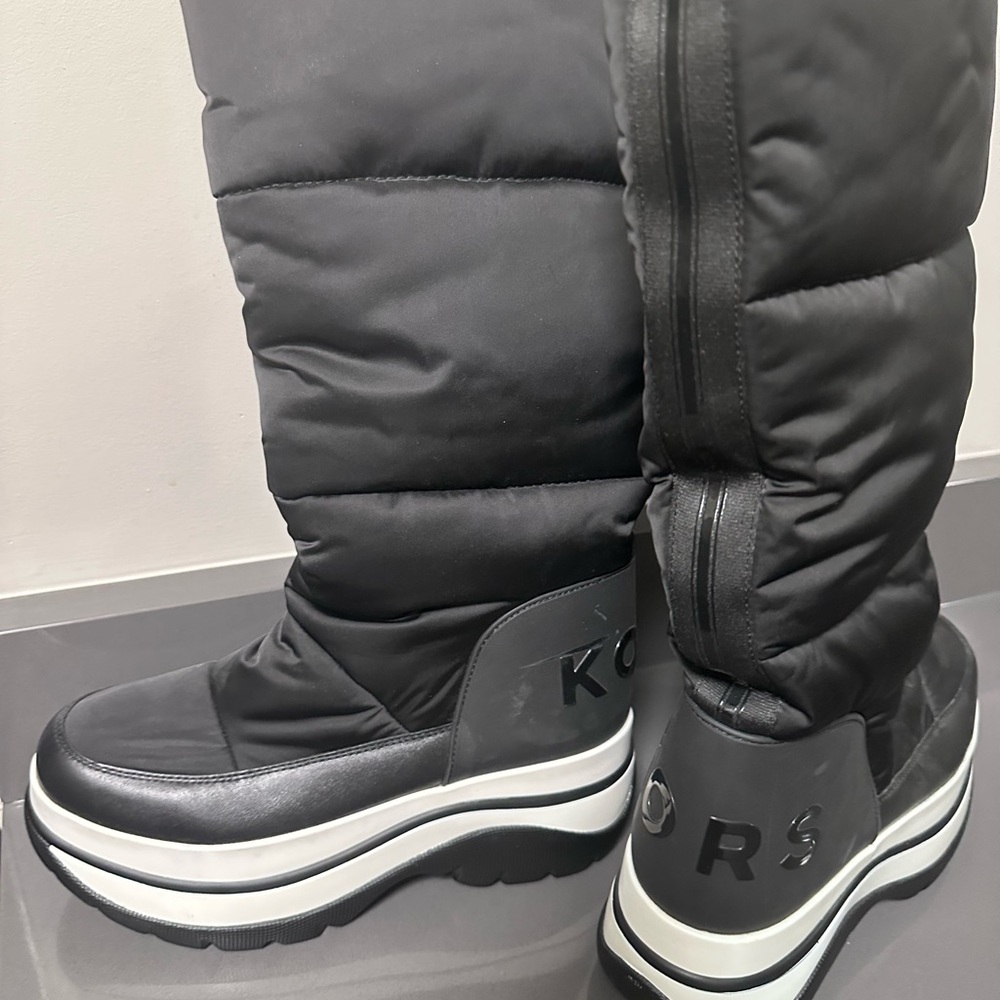 Michael Kors Black and White Puffer Boots